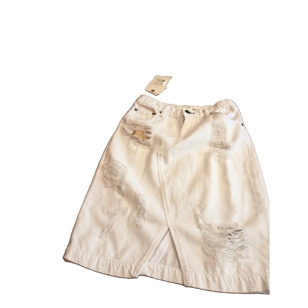 RAG & BONE White Norte Distressed Denim Skirt Size 26
